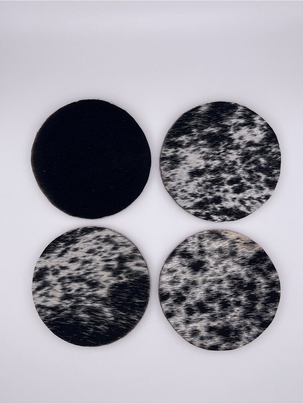 Black & White Cowhide Round Coasters - Home Accents